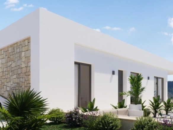 Villa de 3 dormitorios en una planta con piscina privada y sótano a la venta en Finestrat