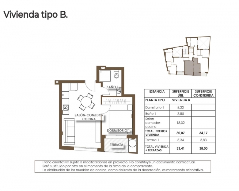 Apartamento de 1 dormitorio a solo 250 m de la playa de El Cura en Torrevieja(Alicante)