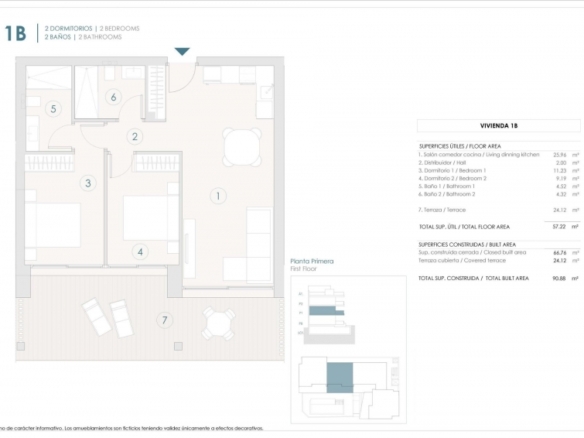 Apartamento de nueva construcción con 2 dormitorios a la venta en Benijófar(Alicante)