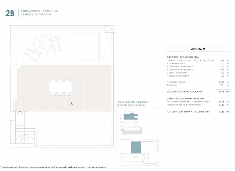 Ático de nueva construcción con 2 dormitorios y solarium privado a la venta en Benijófar