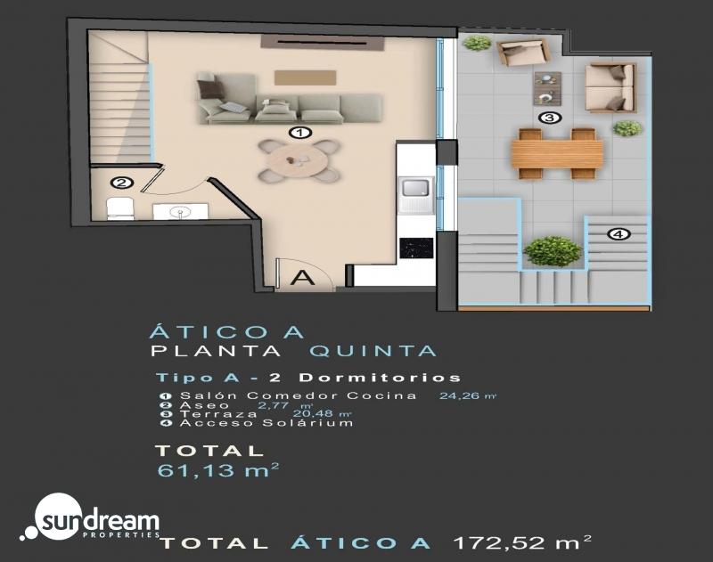 Ático moderno de nueva construcción con 2 dormitorios a un paso de la playa en Torreveija