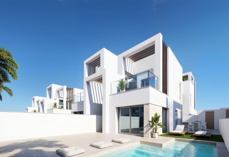 Villa de nueva construcción con 3 dormitorios y piscina privada en Serena Golf-Los Alcázares