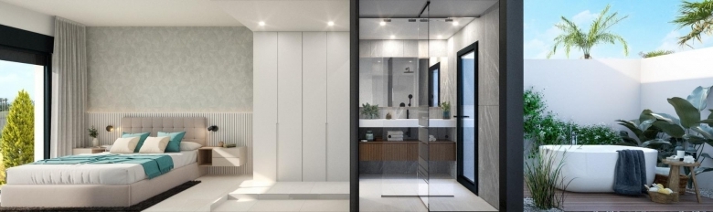 Villa de nueva construcción con 3 dormitorios y piscina privada en venta en primera linea de Golf( Los Alcázares)