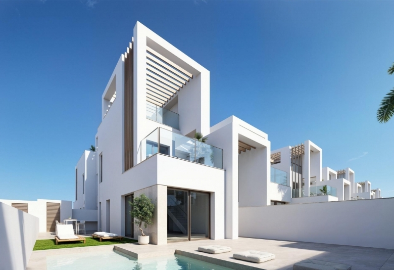 Villas de nueva construcción con piscina privada en Serena Golf-Los Alcázares