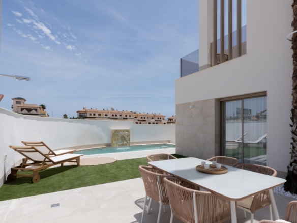 Villas de nueva construcción con piscina privada en Serena Golf-Los Alcázares