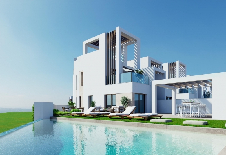 Villas de nueva construcción con piscina privada en Serena Golf-Los Alcázares