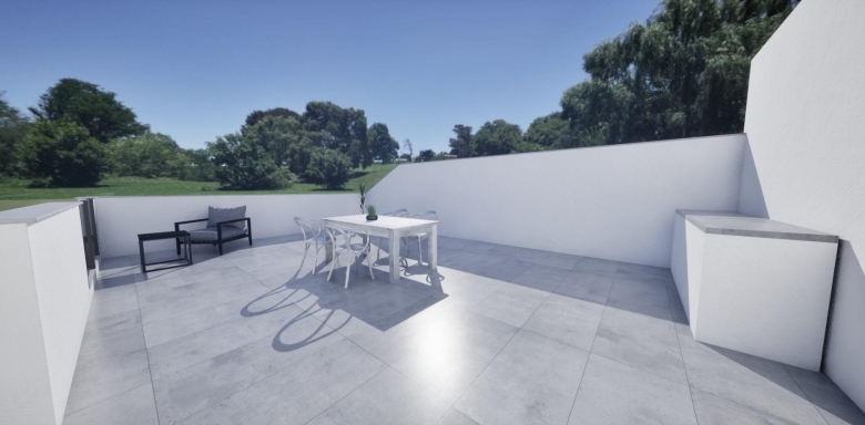 Villa adosada de nueva construcción en esquina con 3 dormitorios, piscina privada y solárium en Torre Pacheco(Murcia)