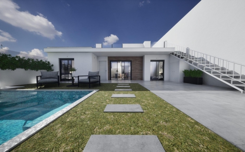 Villa adosada de nueva construcción en esquina con 3 dormitorios, piscina privada y solárium en Torre Pacheco(Murcia)