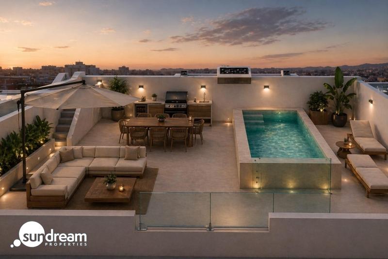 g_42999-20-1 Ático de 3 dormitorios con solarium y piscina privada a 900m. de la playa en Villajoyosa