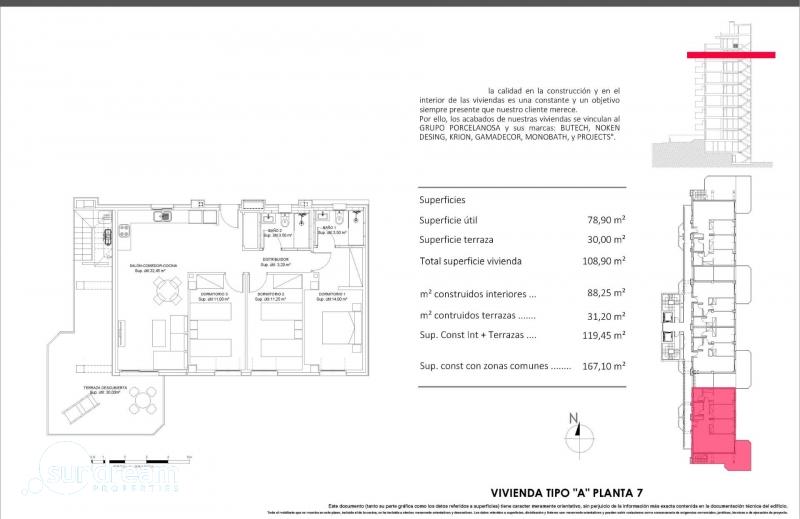 Ático de 3 dormitorios con solarium y piscina privada a 900m. de la playa en Villajoyosa
