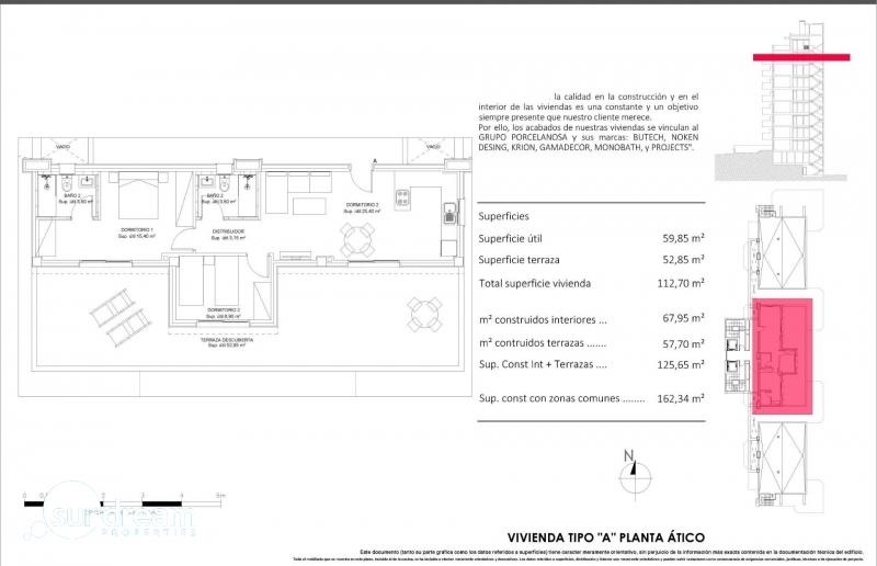 Ático de lujo con 2 dormitorios y gran terraza a 900m. de la playa a la venta en Villajoyosa