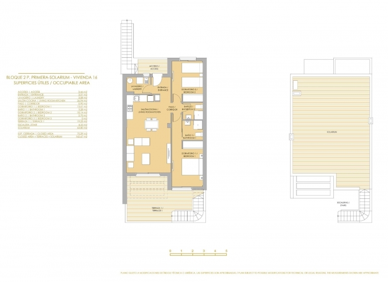 Bungalow de planta alta con 2 dormitorios y solarium privado en Vistabella Golf(Orihuela)