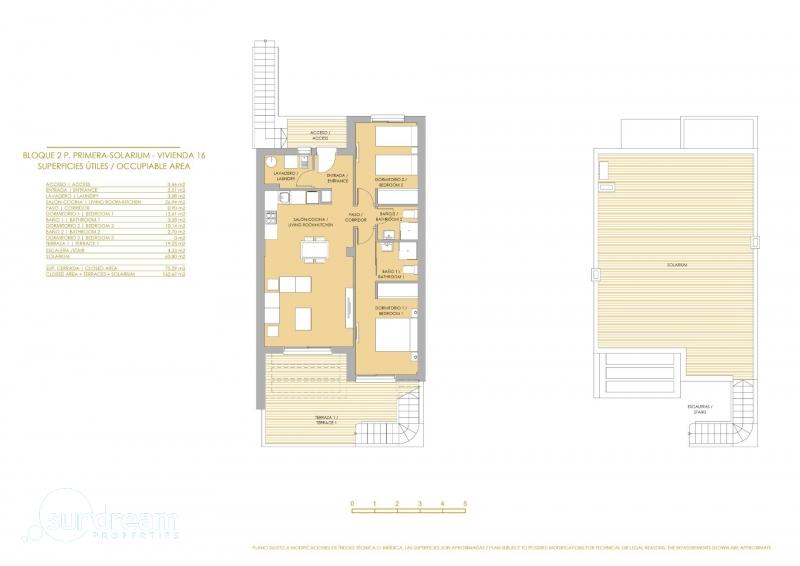 Bungalow de planta alta con 2 dormitorios y solarium privado en Vistabella Golf(Orihuela)