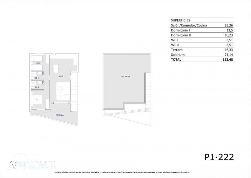 Bungalow de planta alta con 2 dormitorios y solarium privado en San Miguel de Salinas(Alicante)
