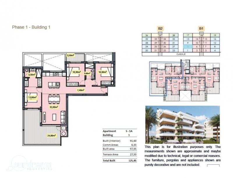 Apartamento de lujo de 3 dormitorios en venta en el Santa Rosalia Lake and Life Resort(Murcia)