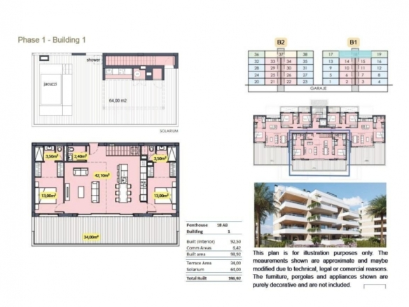Ático de lujo con 2 dormitorios en venta en el Santa Rosalia Lake and Life Resort(Murcia)