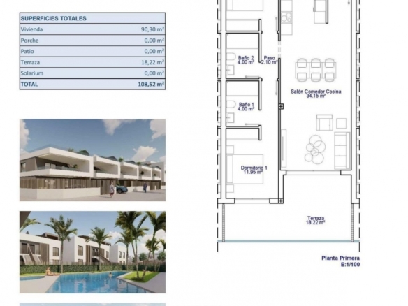 Apartamento moderno de 2 dormitorios a 3km de la playa a la venta en Pilar de la Horadada