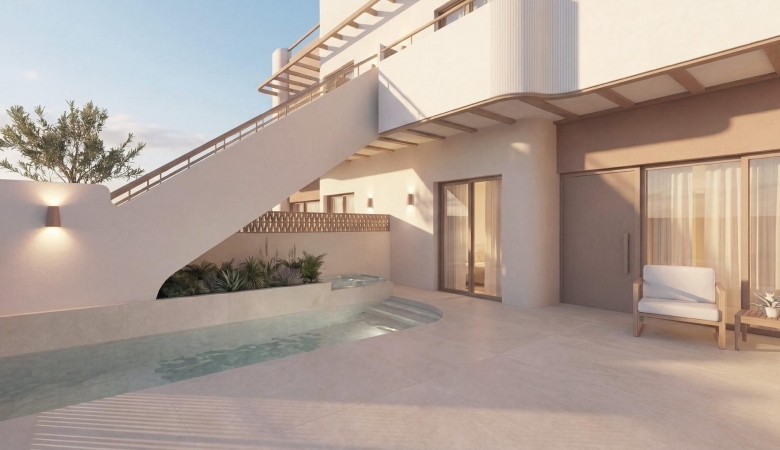 Bungalow de planta baja de 2 dormitorios con piscina privada a la venta en Pilar de la Horadada