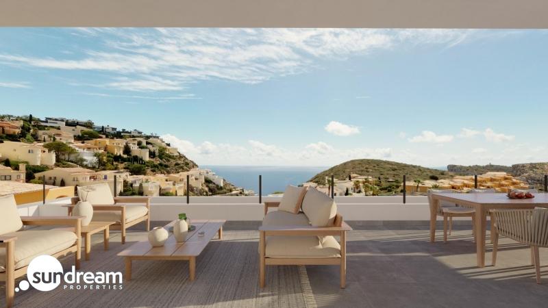 Apartamento de 3 dormitorios con vistas abiertas a la naturaleza y al mediterráneo en Benitatxell