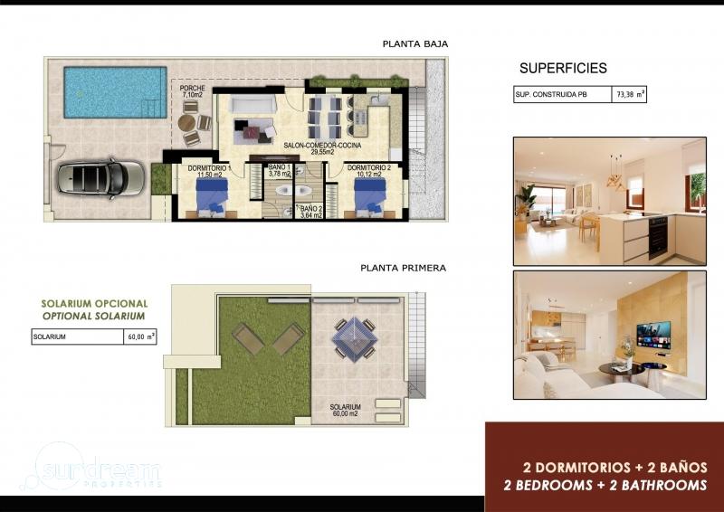 g_40100-5-4 Vivienda pareada de 2 dormitorios de nueva construcción en Golf Resort, Orihuela