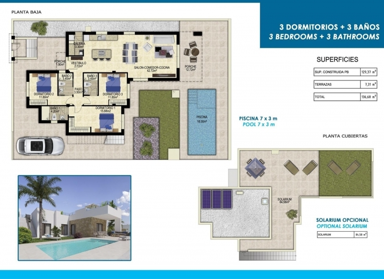 Villa de nueva construcción de una planta y piscina privada en Polop