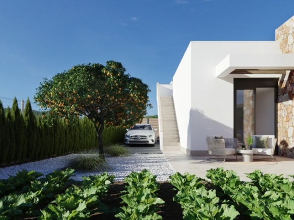 Chalet en una planta con solarium y piscina privada en Golf Resort, Murcia