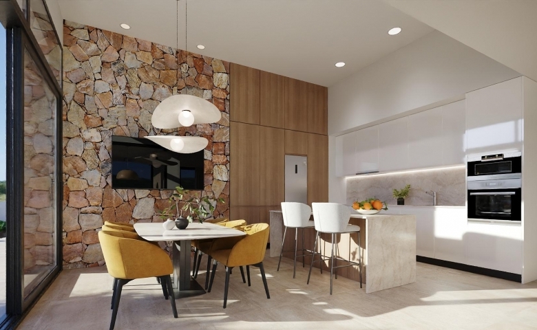 Chalet en una planta con solarium y piscina privada en Golf Resort, Murcia