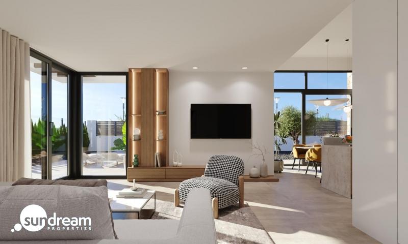 Chalet en una planta con solarium y piscina privada en Golf Resort, Murcia