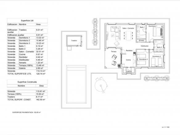 Villa 3 dormitorios de nueva construcciónen Pinoso(Alicante)