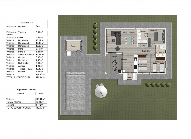 Villa 3 dormitorios de nueva construcciónen Pinoso(Alicante)