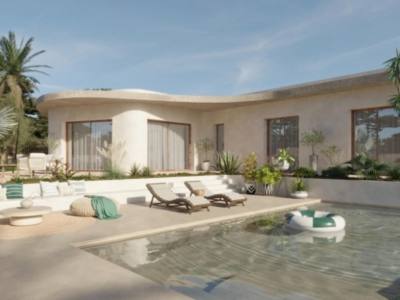 Villa de lujo de 4 dormitorios en una planta con piscina privada y sótano en la urbanización La Marina(San Fulgencio)