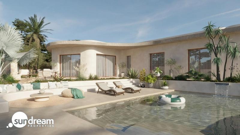 Villa de lujo de 4 dormitorios en una planta con piscina privada y sótano en la urbanización La Marina(San Fulgencio)