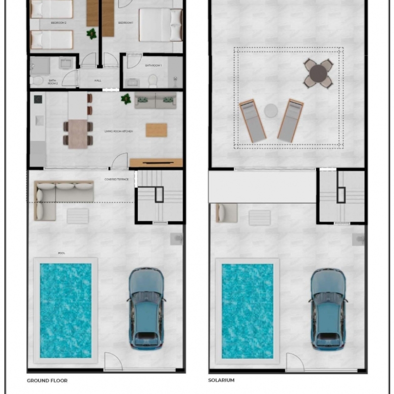 Adosado de nueva construcción de 2 dormitorios con solarium y piscina privada a la venta en Fuente Alamo(Murcia)
