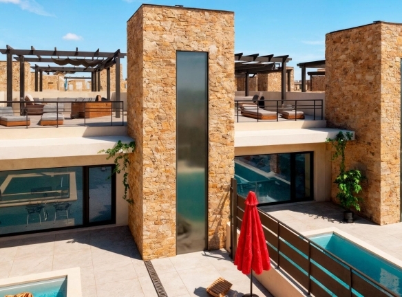 Adosado de nueva construcción de 2 dormitorios con solarium y piscina privada a la venta en Fuente Alamo(Murcia)