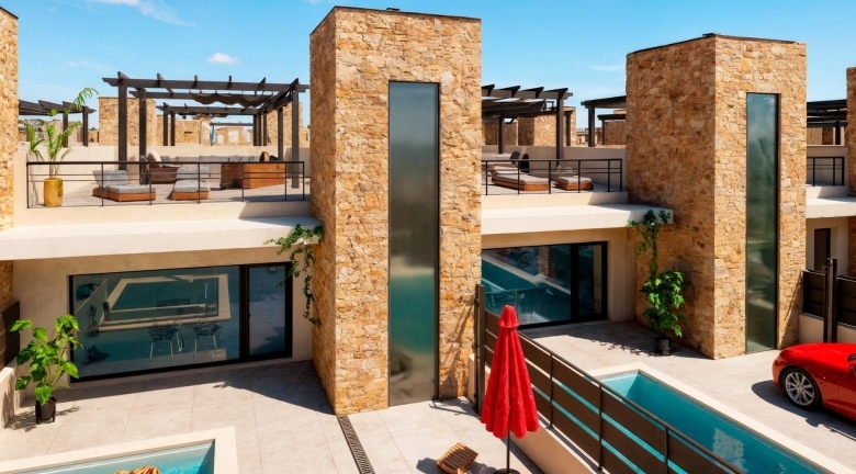 Adosado de nueva construcción de 2 dormitorios con solarium y piscina privada a la venta en Fuente Alamo(Murcia)