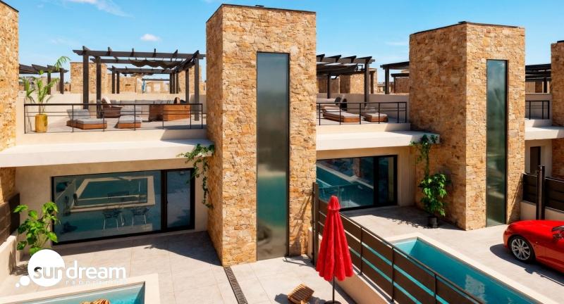 g_42082-12-2 Adosado de nueva construcción de 2 dormitorios con solarium y piscina privada a la venta en Fuente Alamo(Murcia)