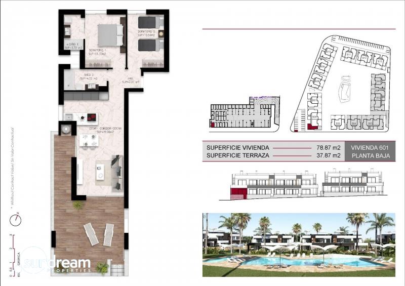 Bungalow de planta baja con 2 dormitorios a la venta en Lo Marabú, Ciudad Quesada