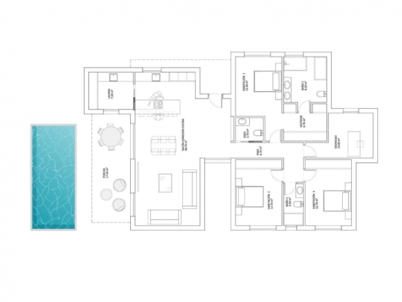 Villa en una sola planta con 4 dormitorios y piscina privada a la venta en Monforte del Cid(Alicante)