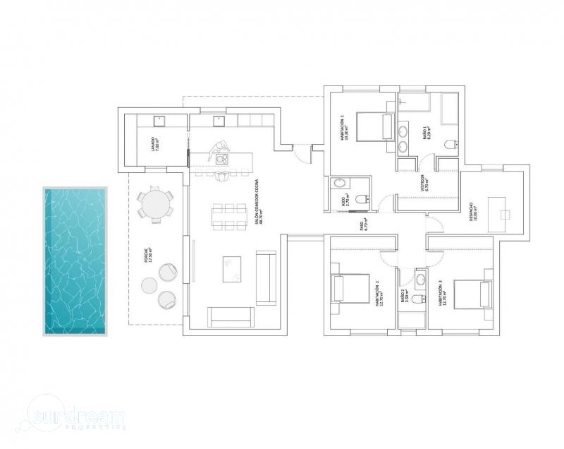 g_42400-10-5 Villa en una sola planta con 4 dormitorios y piscina privada a la venta en Monforte del Cid(Alicante)