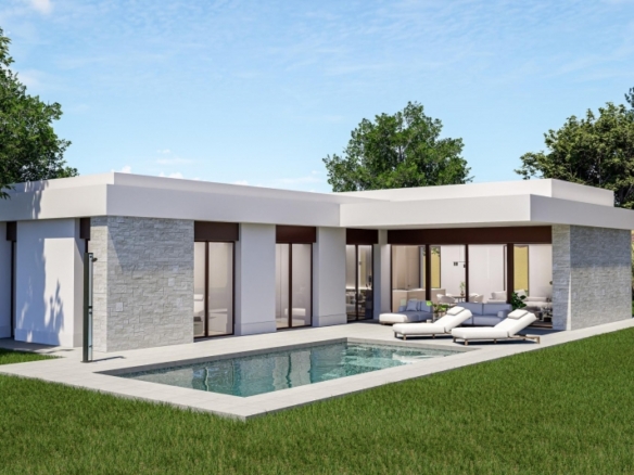 Villa de nueva construcción de 3 dormitorios con piscina privada rodeada de naturaleza en Pinoso(Alicante)