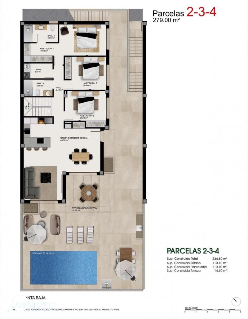 Villa de nueva construcción con 3 dormitorios y piscina privada a la venta en Benijófar
