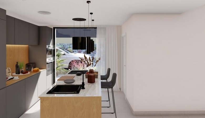 Villa de 3 dormitorios en una sola planta con piscina privada en resort de golf a la venta en Murcia