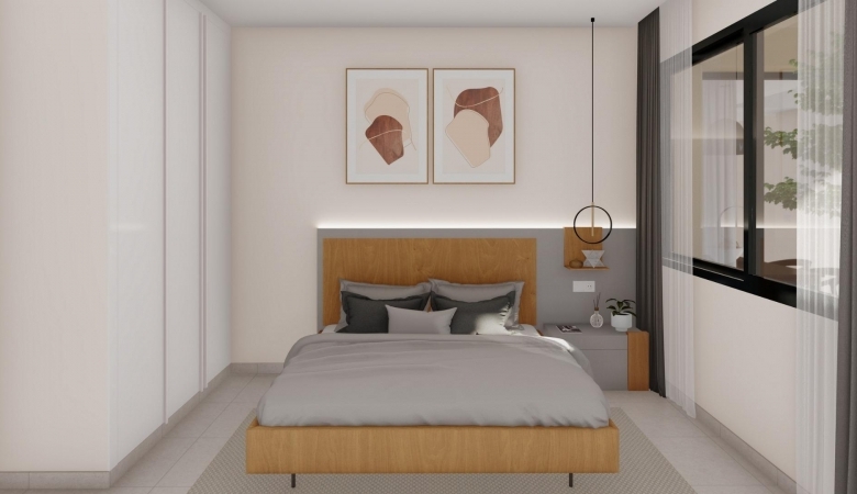 Villa de 3 dormitorios en una sola planta con piscina privada en resort de golf a la venta en Murcia