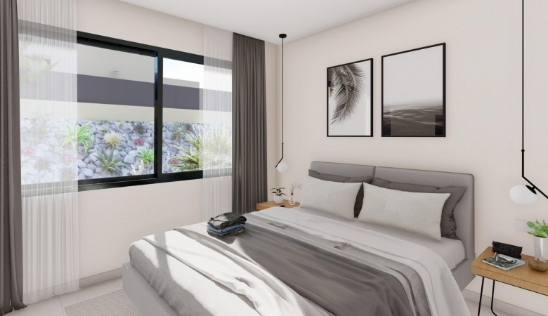 Villa de 3 dormitorios en una sola planta con piscina privada en resort de golf a la venta en Murcia