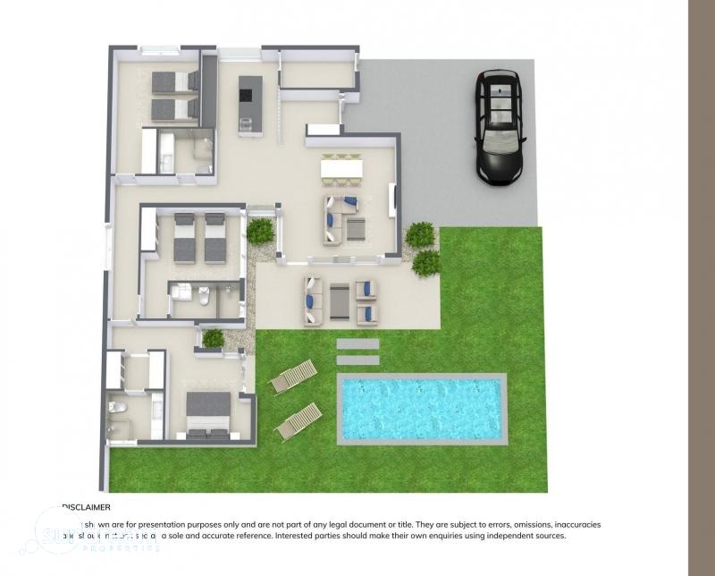 Villa de 3 dormitorios en una sola planta con piscina privada en resort de golf a la venta en Murcia