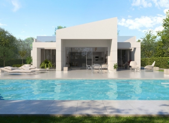 Exclusiva villa de 4 dormitorios en una sola planta con piscina privada en golf resort en Murcia