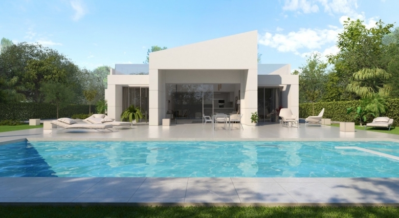 Exclusiva villa de 4 dormitorios en una sola planta con piscina privada en golf resort en Murcia
