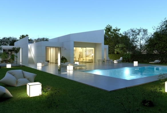 Exclusiva villa de 4 dormitorios en una sola planta con piscina privada en golf resort en Murcia