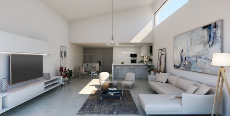 Exclusiva villa de 4 dormitorios en una sola planta con piscina privada en golf resort en Murcia
