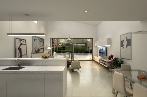 Exclusiva villa de 4 dormitorios en una sola planta con piscina privada en golf resort en Murcia